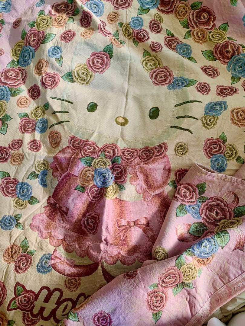 超レア25周年記念品♡ゴブラン織Hello Kittyベッドカバ195✖️127㎝