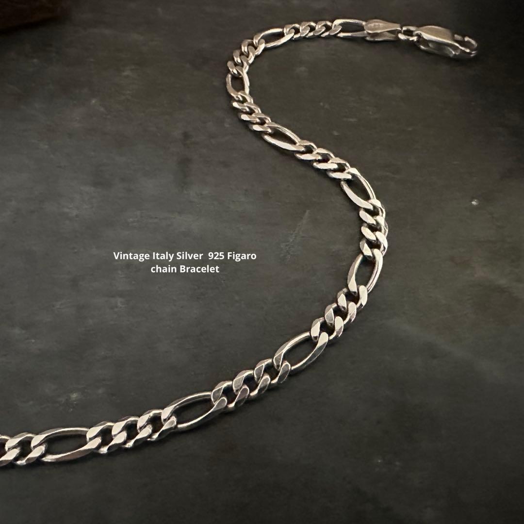 希少　ヴィンテージ　ブレスレット　アンティーク　イタリア　フィガロ　925