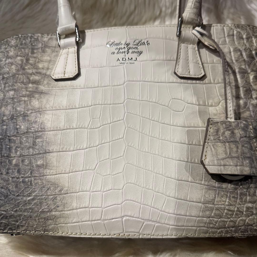 ADMJ クロコ型押し28cm ボストンバッグ コッコヒマラヤ シルバー金具