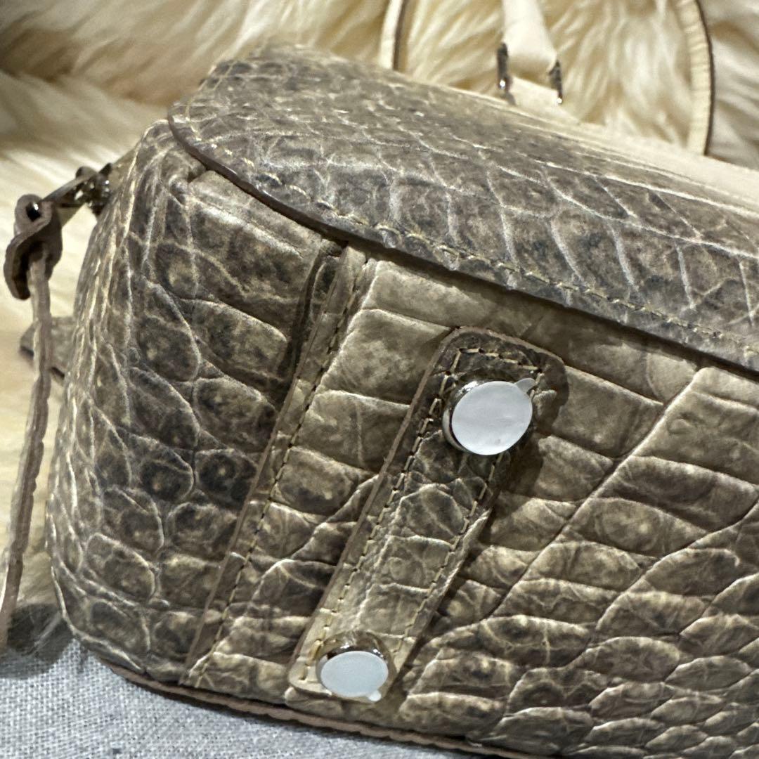 ADMJ クロコ型押し28cm ボストンバッグ コッコヒマラヤ シルバー金具