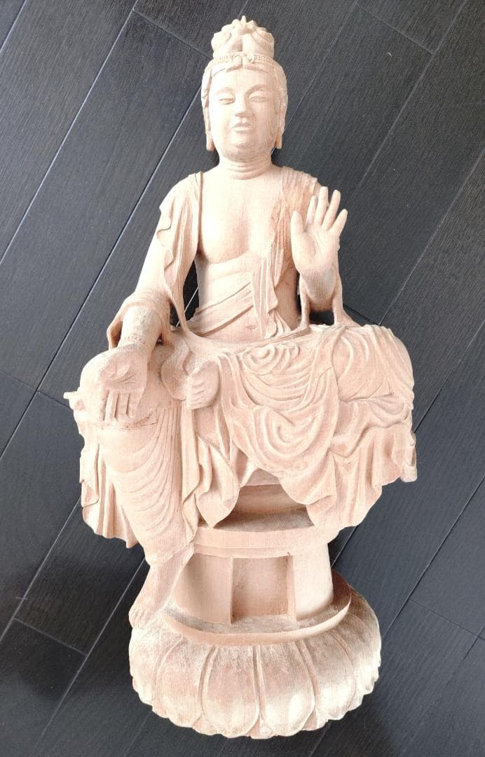 一刀彫　木像　 仏像 如意輪観音　菩薩半跏像　約50cm