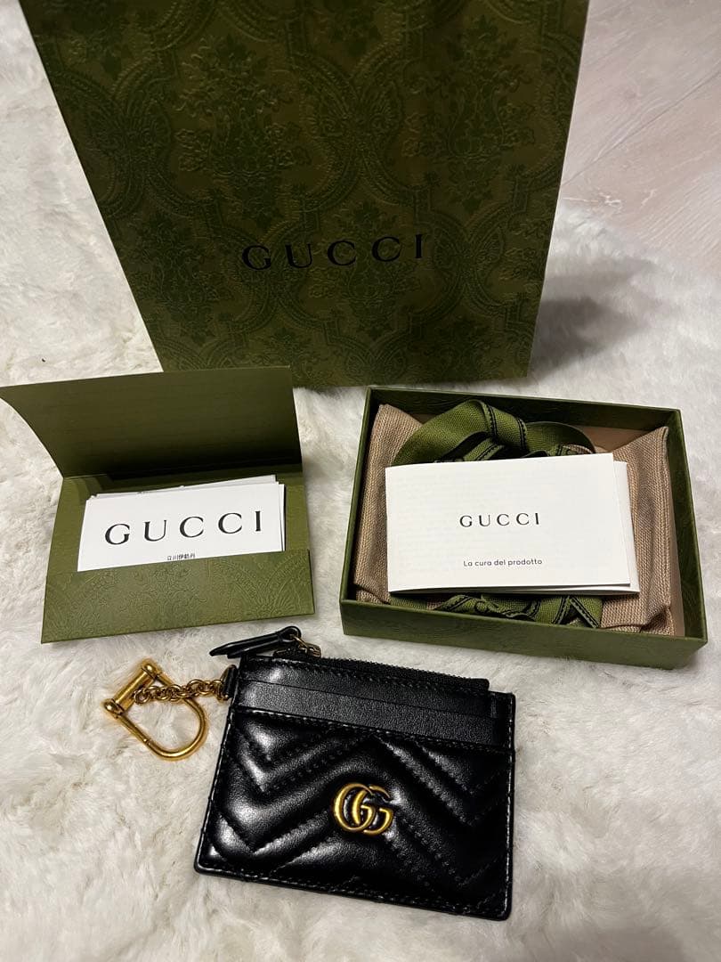 gucci グッチ ケース GGマーモント カードケース 黒