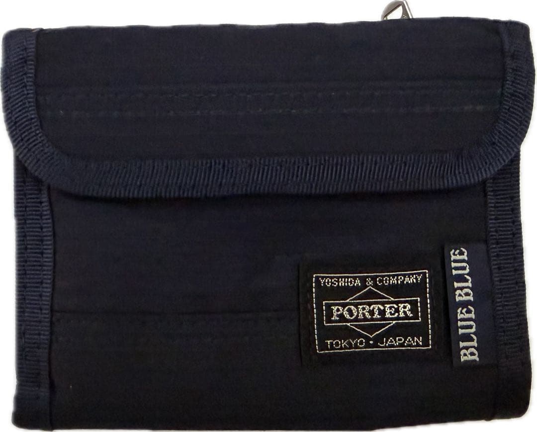 PORTER×BLUE BLUE ウォレット　インディゴ　ナイロン　コンビ