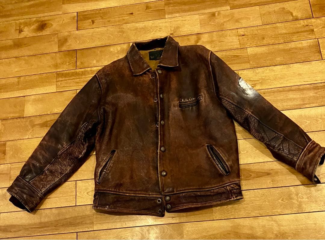 茶色ビンテージ革ジャン 矢沢永吉イメージ - メルカリ