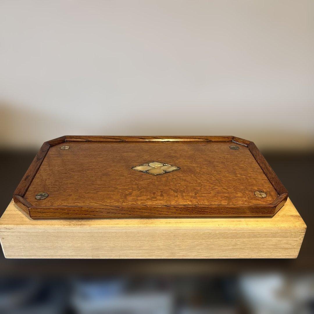 小島雄四郎 螺鈿 楢 小盆 民芸 角切盆 木箱入 黒田辰秋