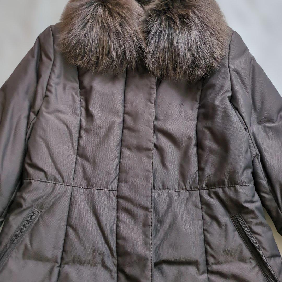 Aquascutum ブラウン ダウンジャケットフォックス ファー付き - メルカリ