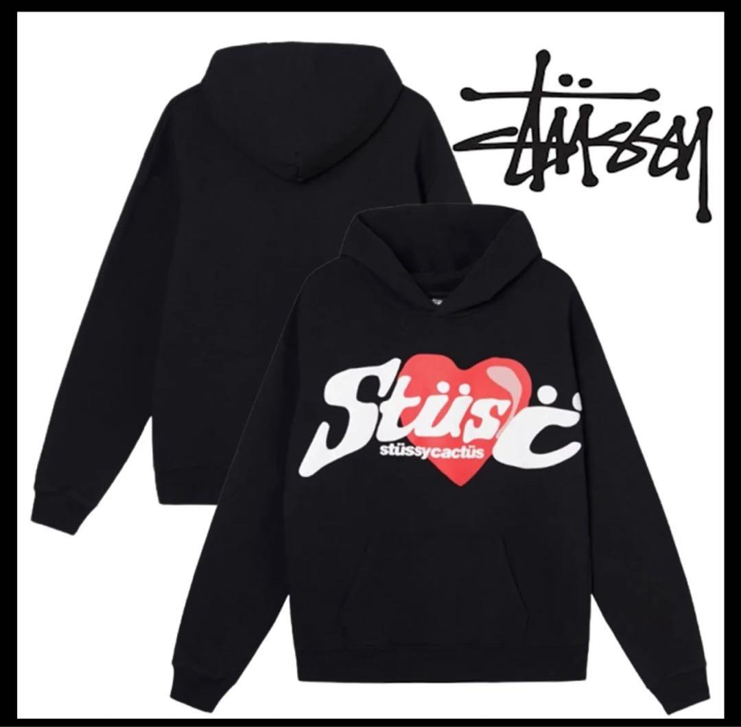 Stüssy ハートロゴ パーカー L 黒