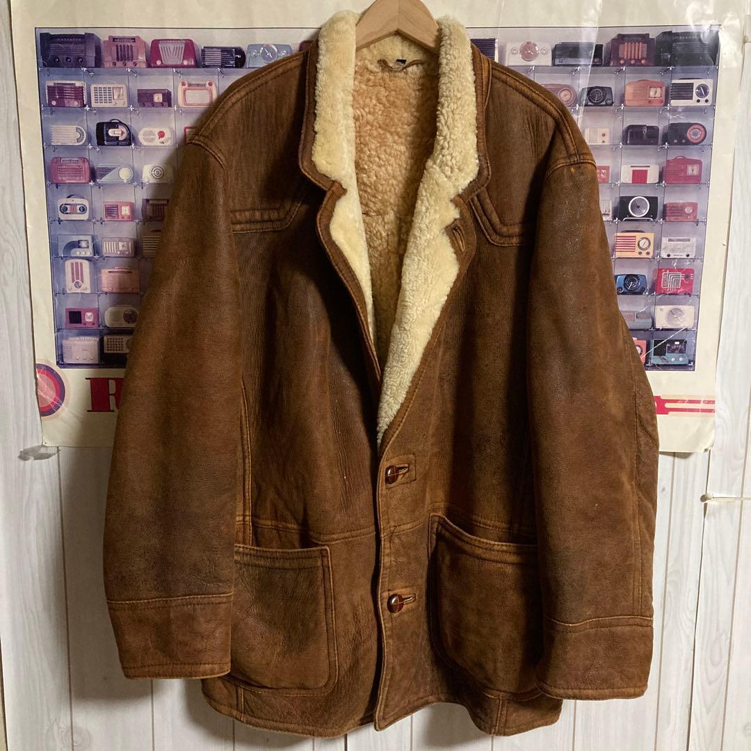 極上ユーロヴィンテージTRAPPERムートンコートレザージャケット本革