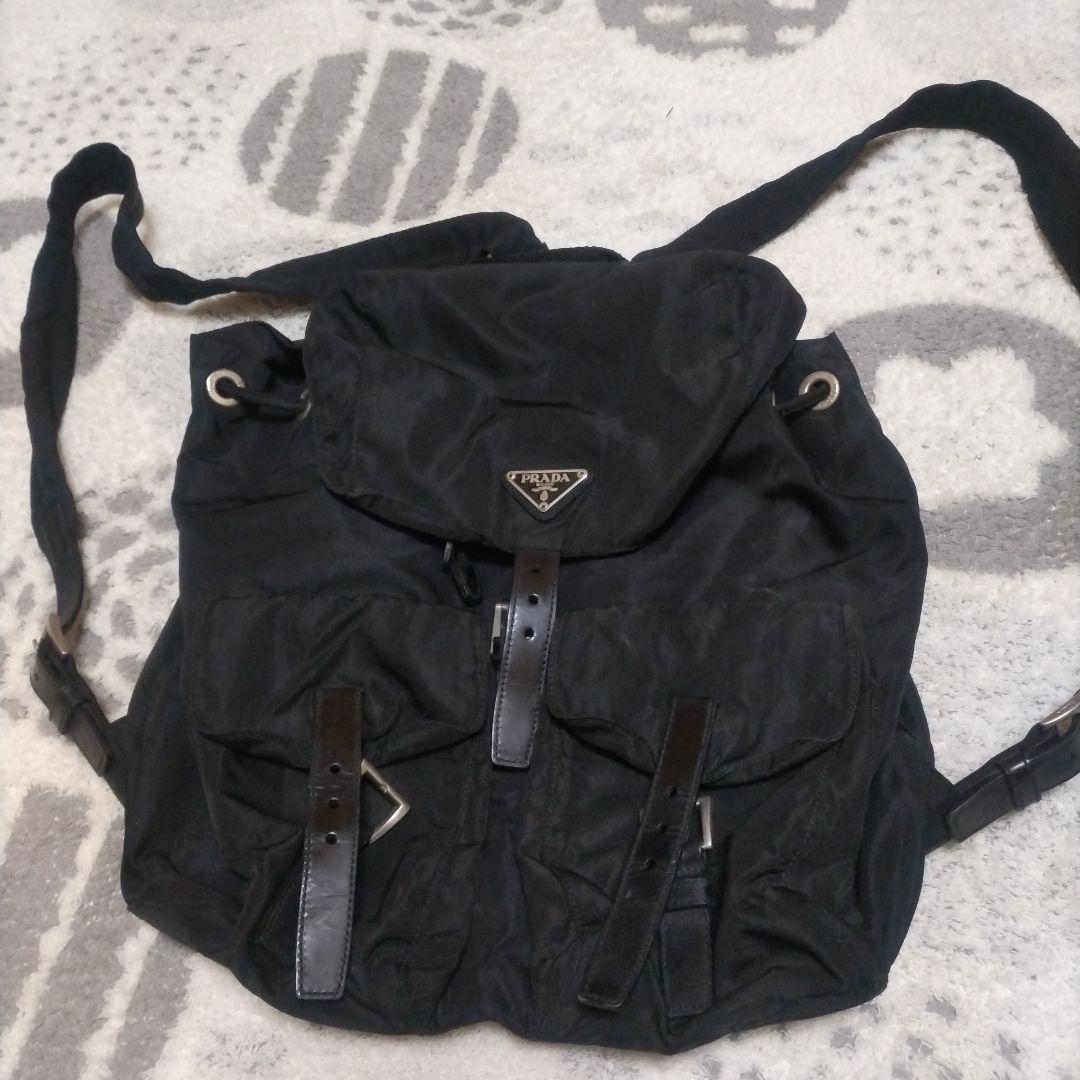 PRADA ブラック リュック・バックパック PRADA（プラダ） Re-Nylonxサフィアーノレザー バックパック リュック