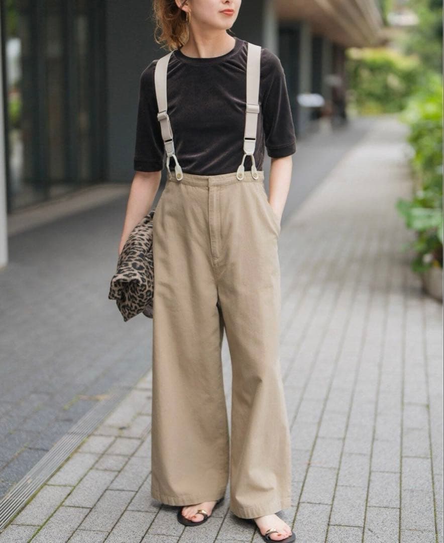 スピックアンドスパンspick＆span REサスペンダー付きワーカーパンツ38