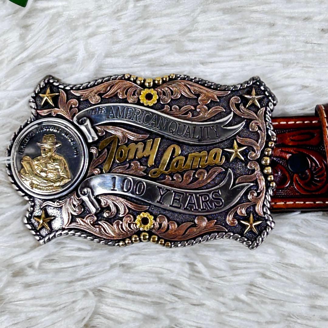 美品 トニーラマ 100周年 ウエスタンレザーベルト カービング USA製 38