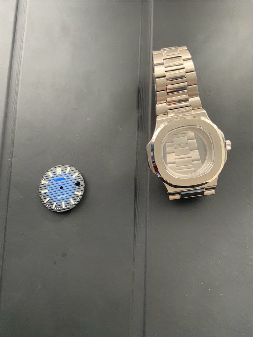 シルバー 腕時計ケース　文字盤付き S　nh35用