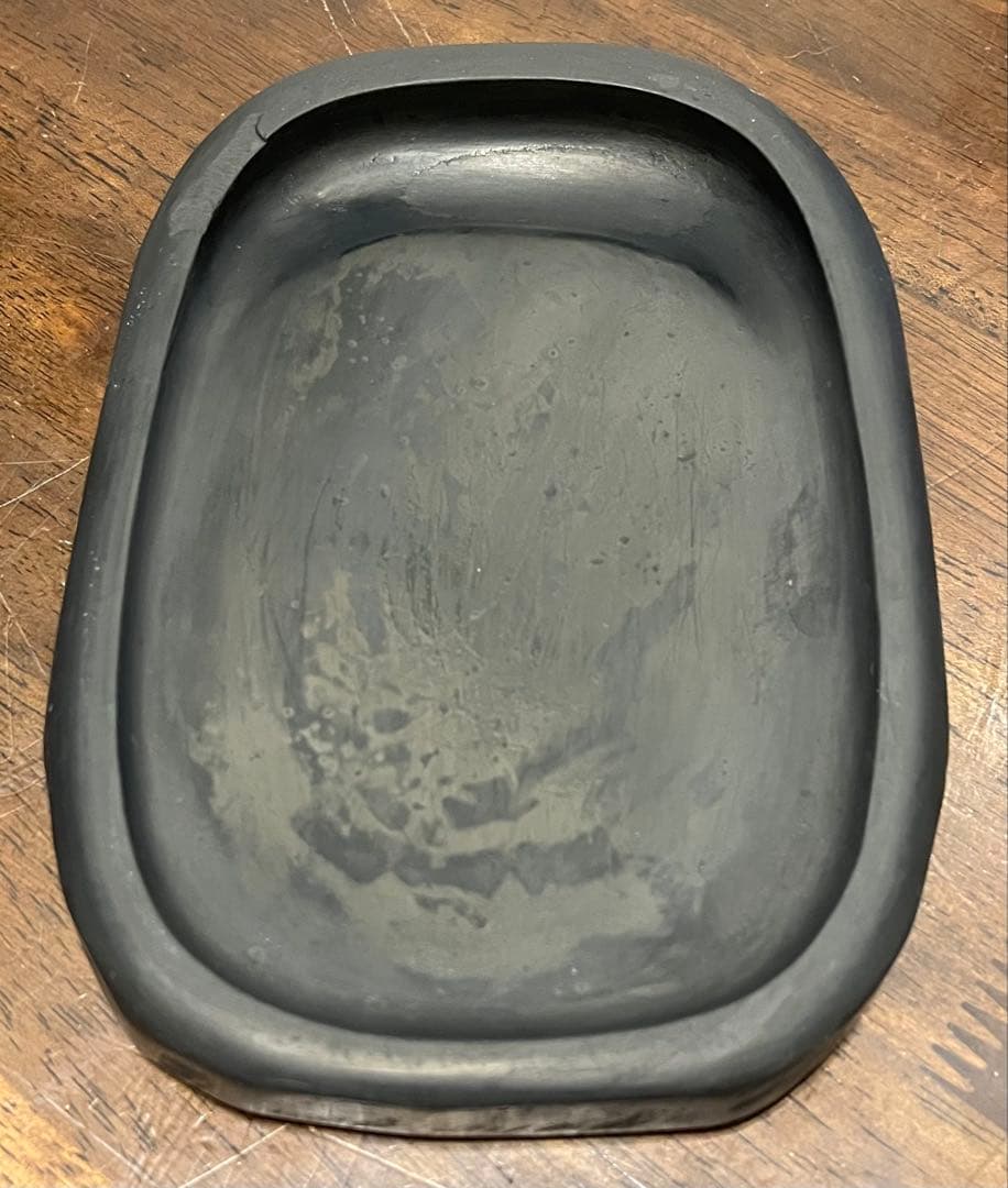 硯　龍渓硯　丁斎作 蓋付き