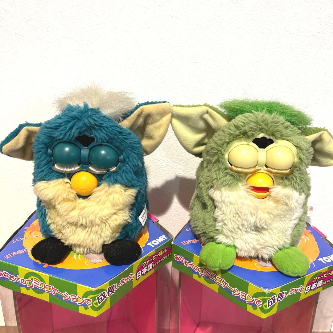 初代 ファービー ぬいぐるみ 2体セット 青 緑 箱付き - メルカリ