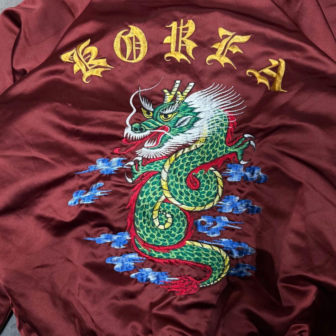 80's コリジャン KOREA 刺繍 スカジャン ドラゴン 龍 短丈 y2k - メルカリ