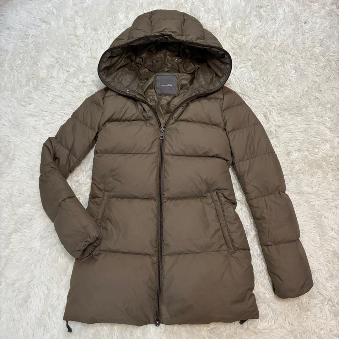 デュベティカ ダウンジャケット グースダウン ロングコート ブラウン フード付き