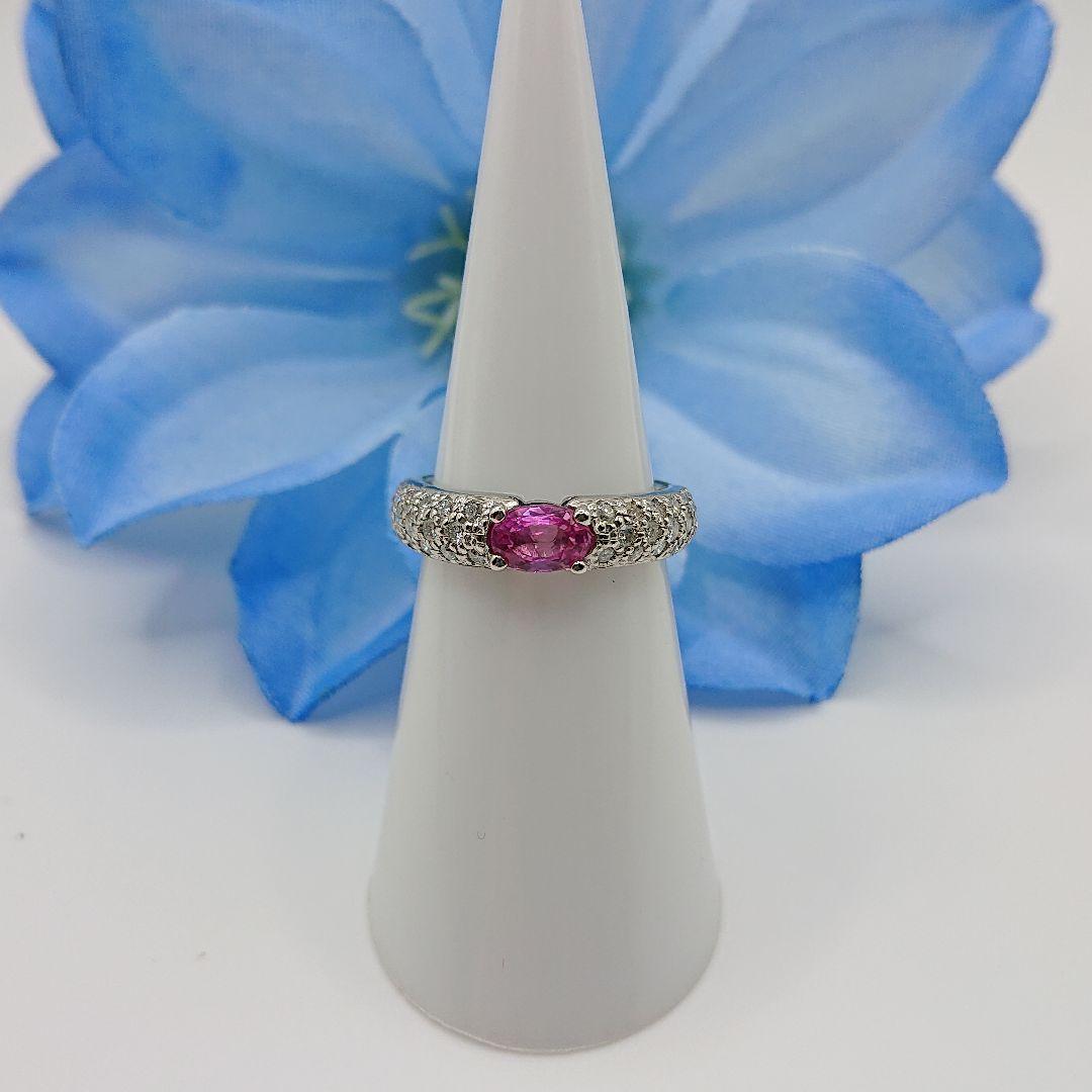 佐藤京子様天然ピンクサファイア 天然ダイヤモンドリングプラチナ900パヴェリング