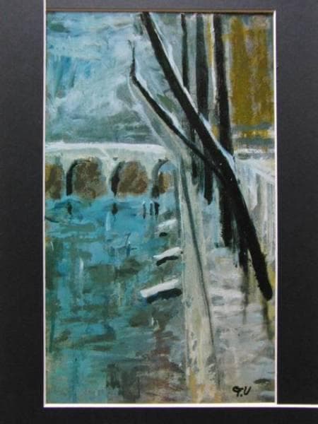 梅津　五郎 、冬の朝のセーヌ河、希少な額装用画集より、新品高級額