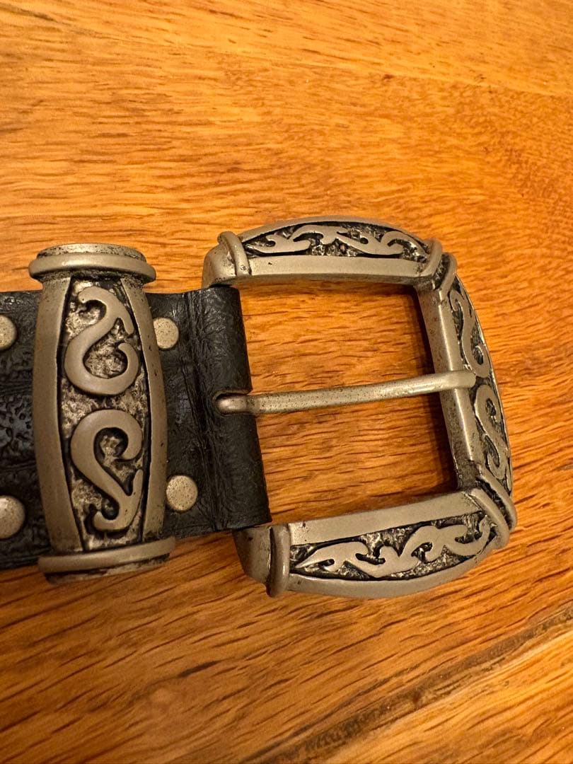 イタリア製 nanni ナンニ 本革レザー コンチョベルト ブラック 85-34