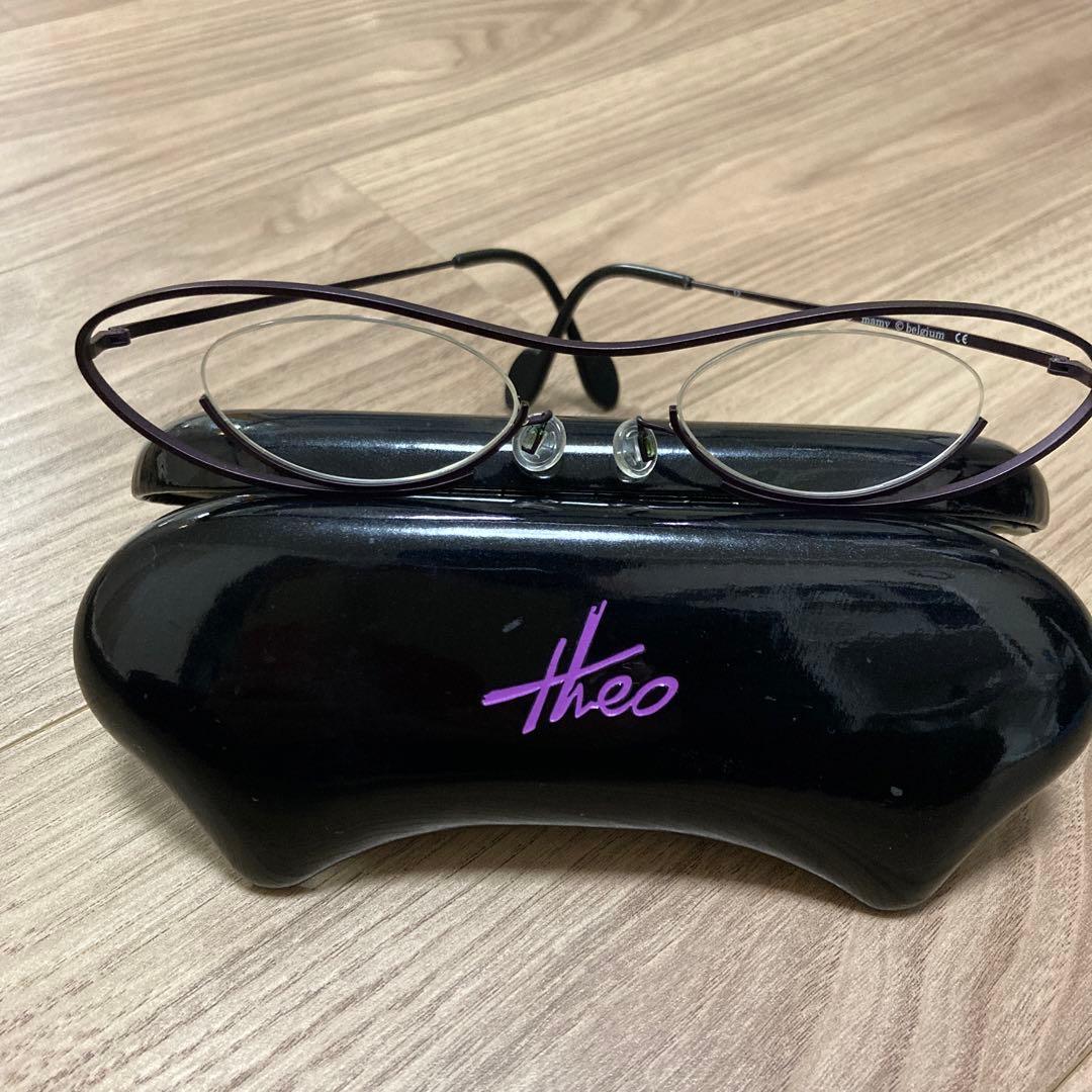 名作】希少！Theo mamy パープルオーバルメガネ ケース付き - メルカリ