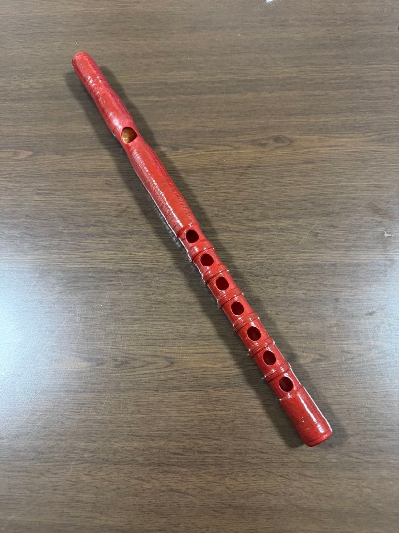 龍笛 竹製 朱塗り 和楽器 雅楽 神楽 石見神楽
