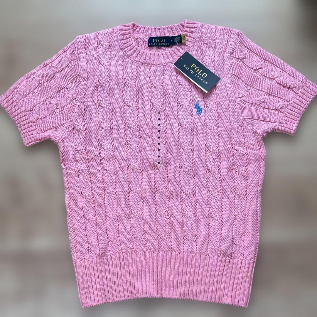 【新品正規品】POLO ラルフローレン ケーブルニット 半袖M ピンク POLO RALPH LAUREN（ポロ・ラルフローレン） ポロ ラルフローレン
