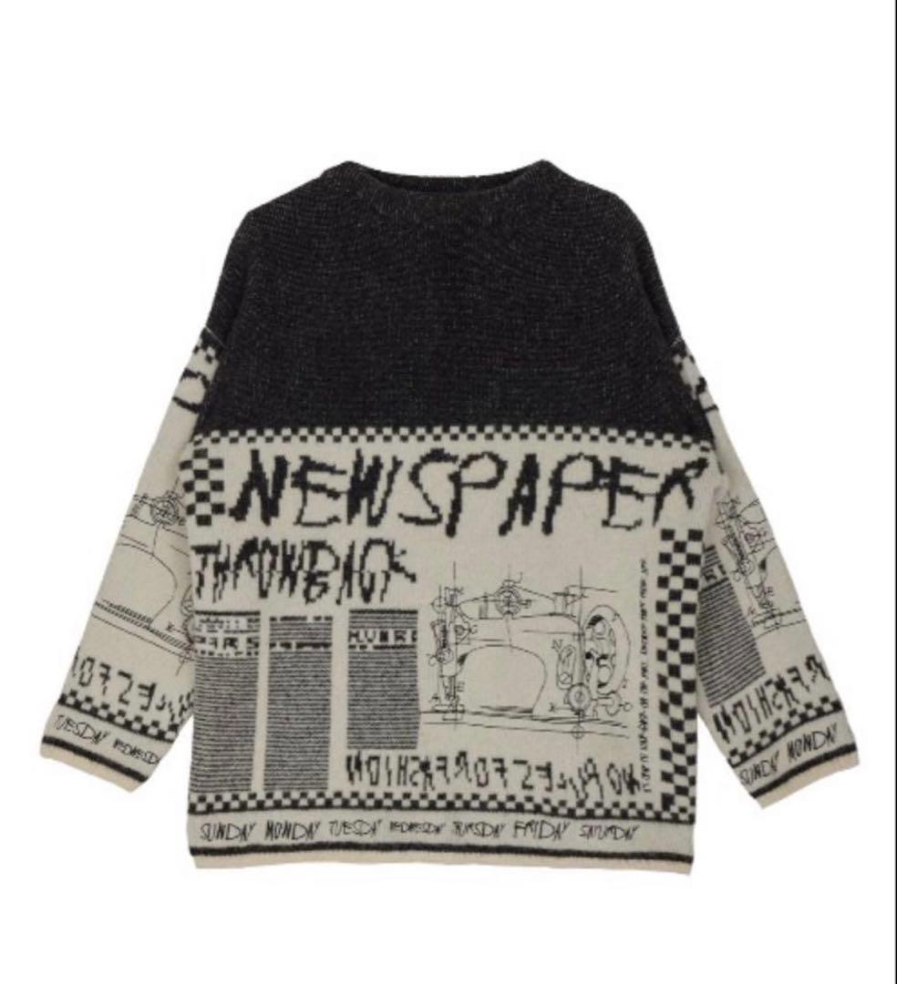 NEWS PAPER JACQUARED KNIT TOP ブラック