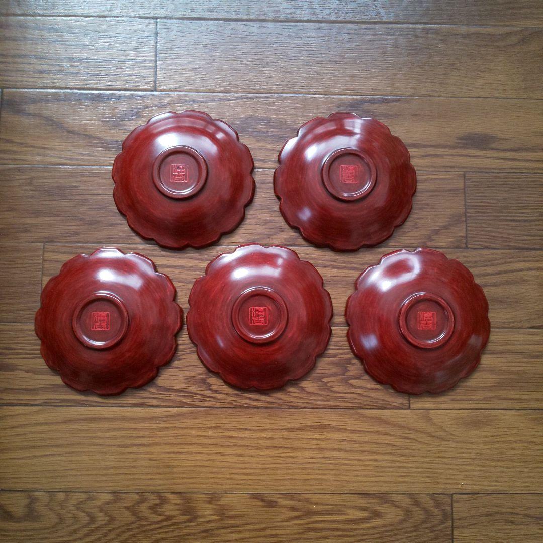 漆塗り 伝統工芸品 鎌倉彫 菊割文様茶托 5枚セット - メルカリ