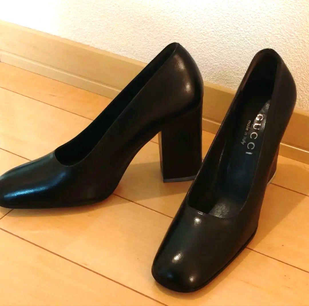 GUCCI ブラック レザーヒール 約10cm