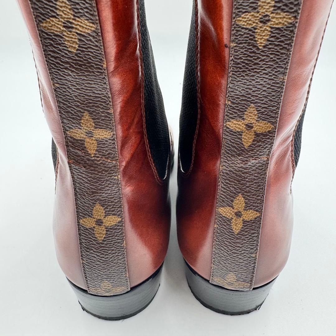 LOUIS VUITTON サイドゴアブーツ　モノグラム　ブラウン　22.5cm