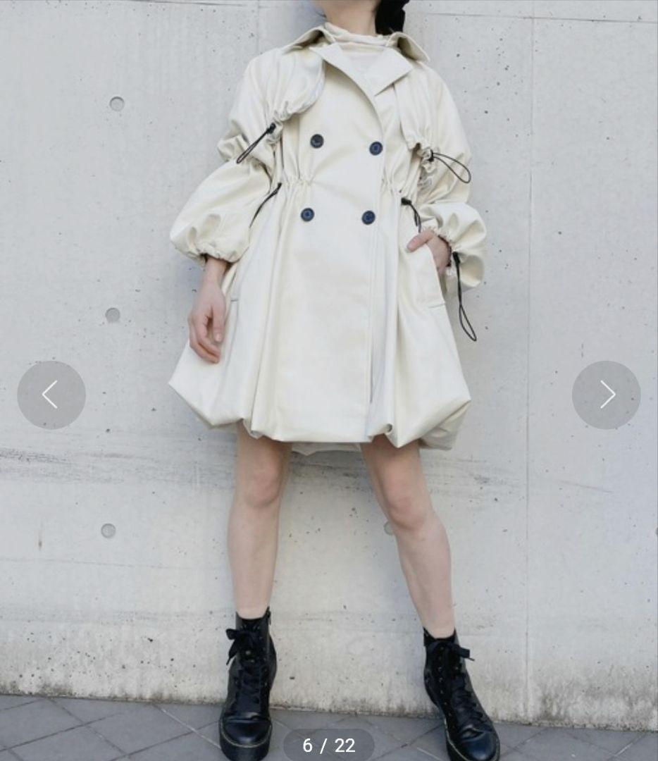 lilLilly リルリリー バルーンレザーコート ブラック