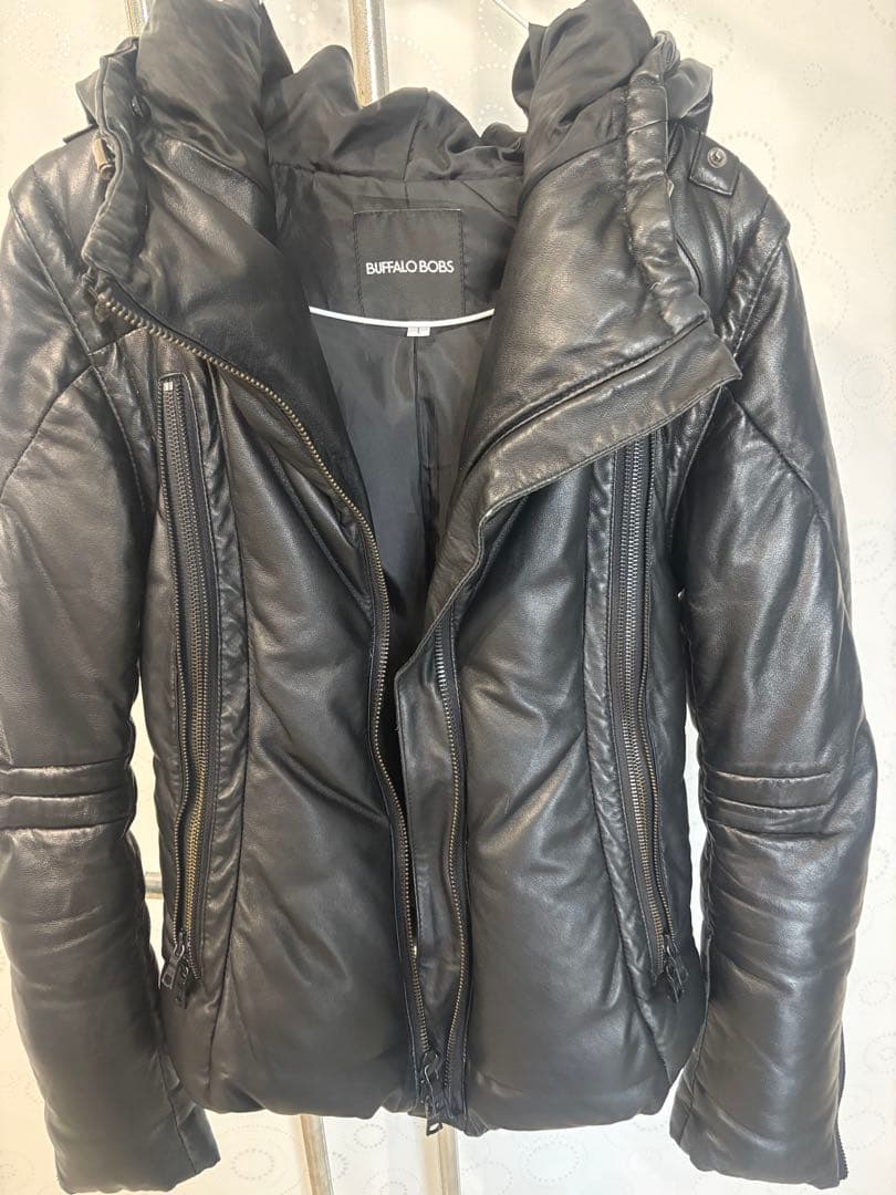BUFFALO BOBS 黒 レザーアウター フード付き
