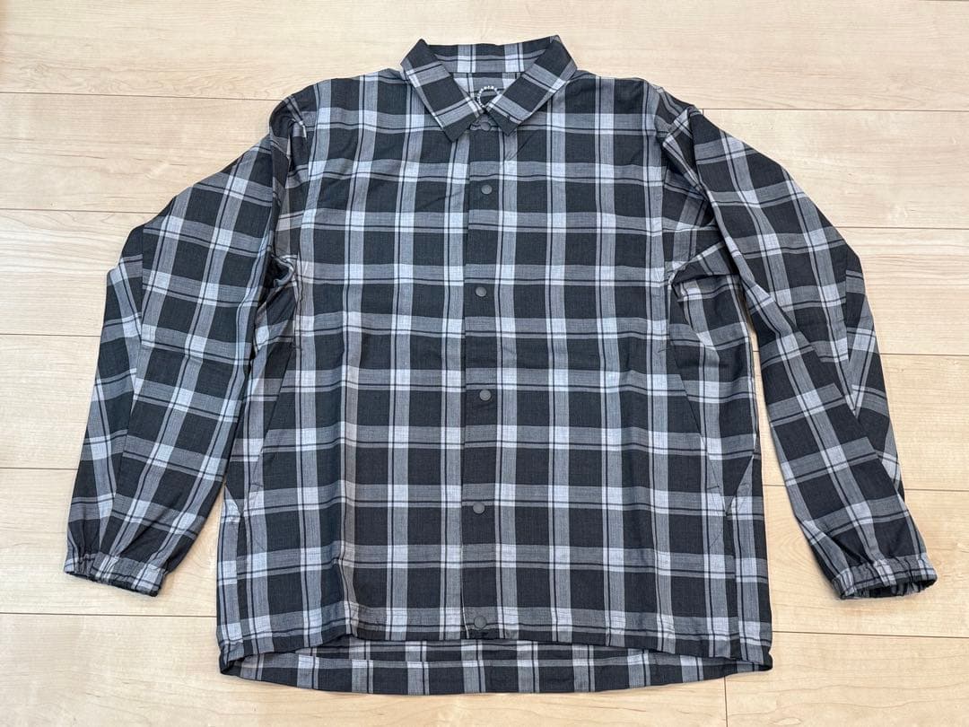 山と道 メリノシャツ チェック柄 グレー Mサイズ 長袖