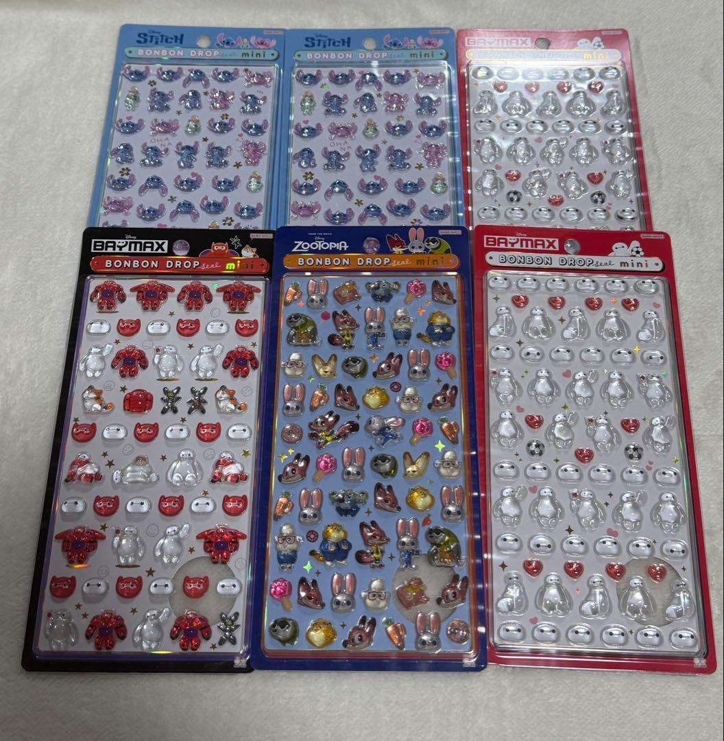 【正規品】ディズニーボンボンドロップシール mini 6点セット