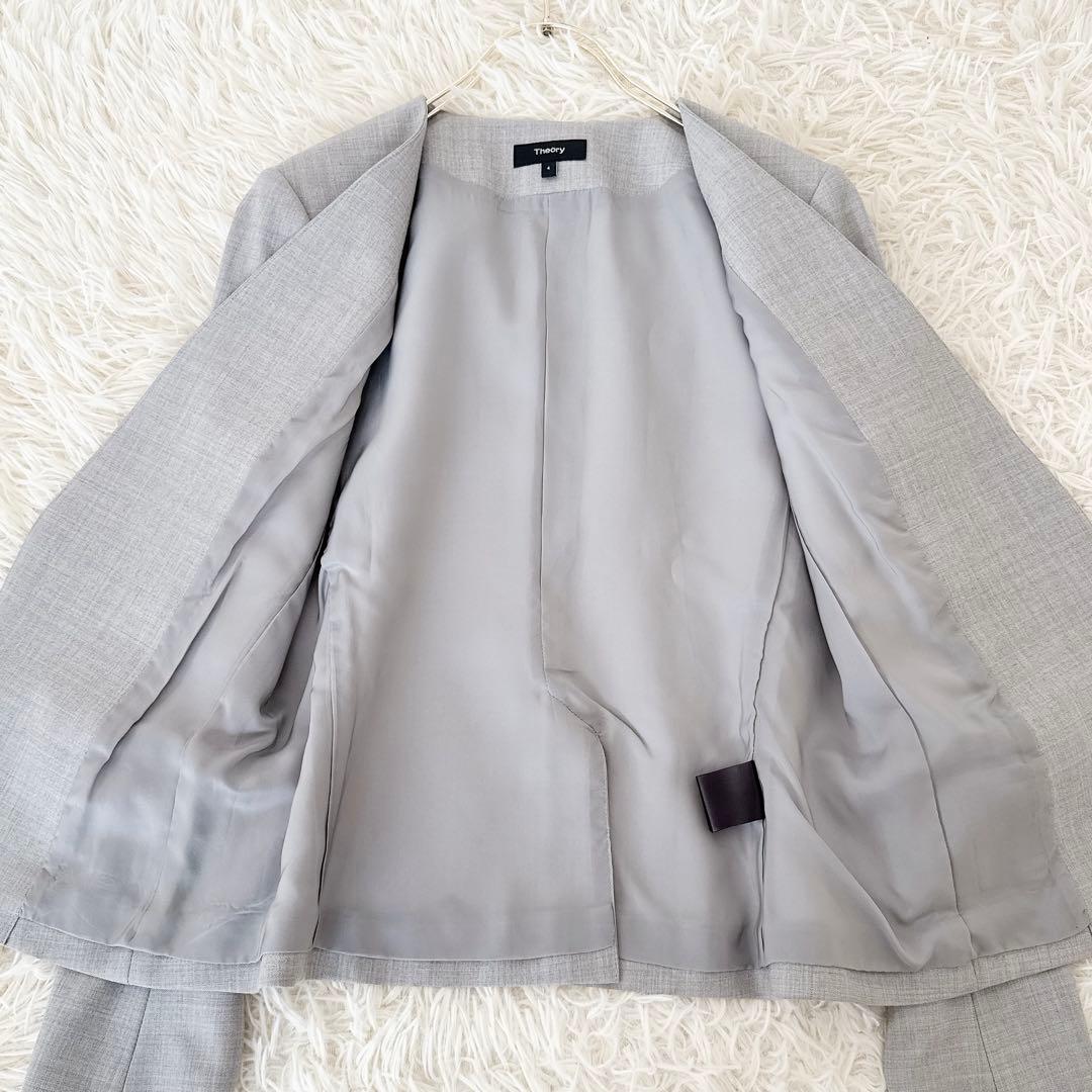 大きめサイズ4✨セオリー ノーカラー パンツスーツ セットアップ