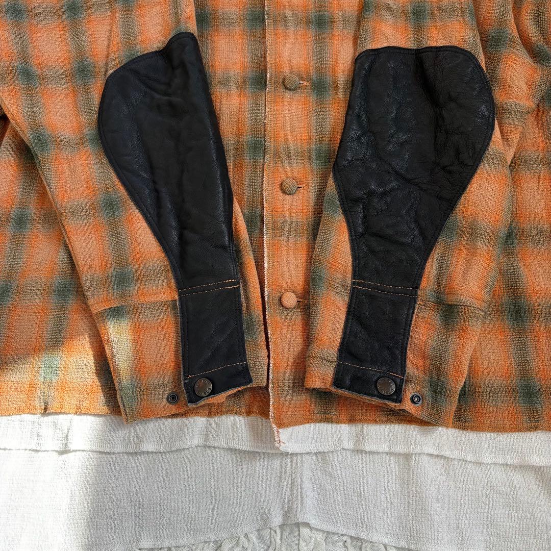 美品 natal design エルボーパッチオンブレチェックシャツジャケット