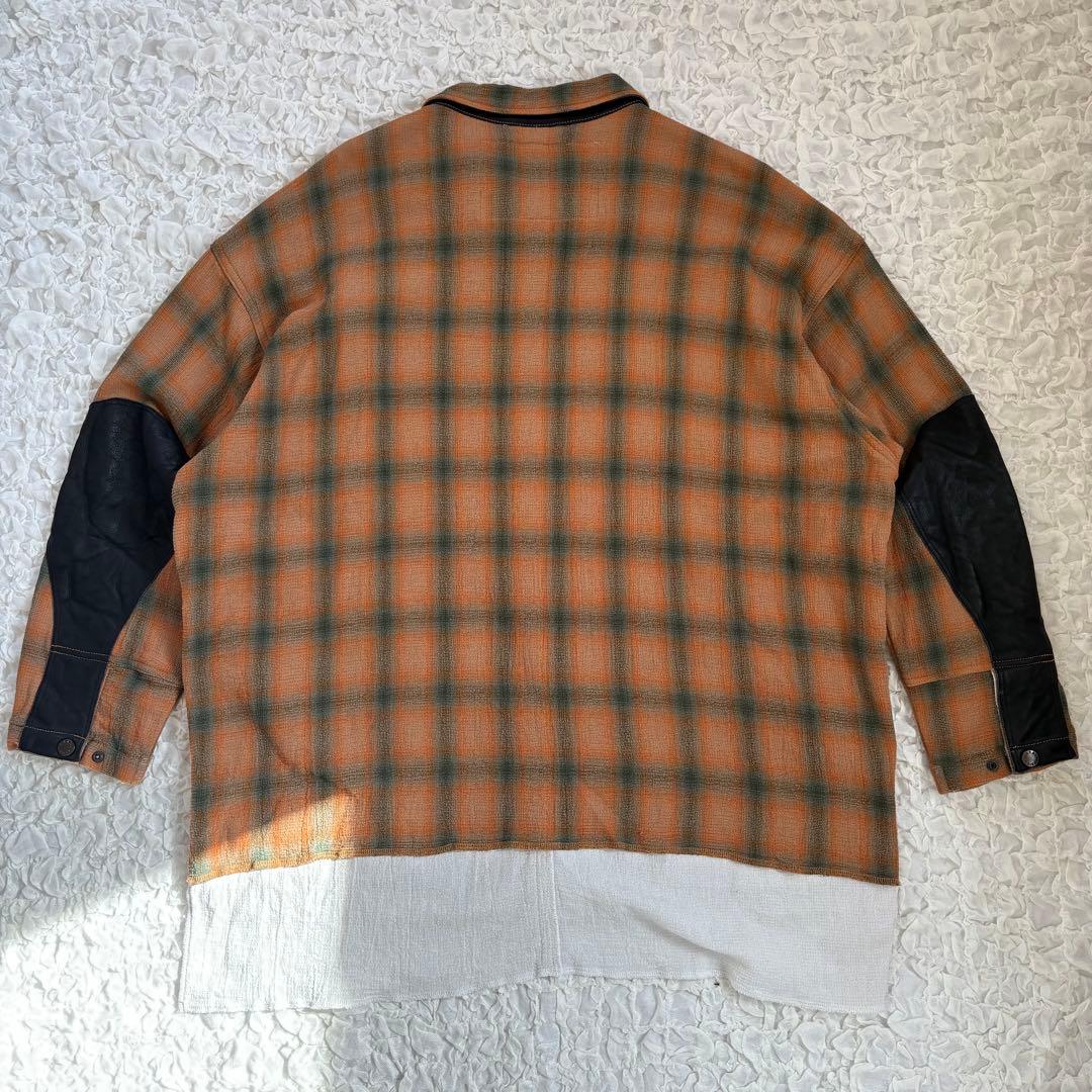 美品 natal design エルボーパッチオンブレチェックシャツジャケット