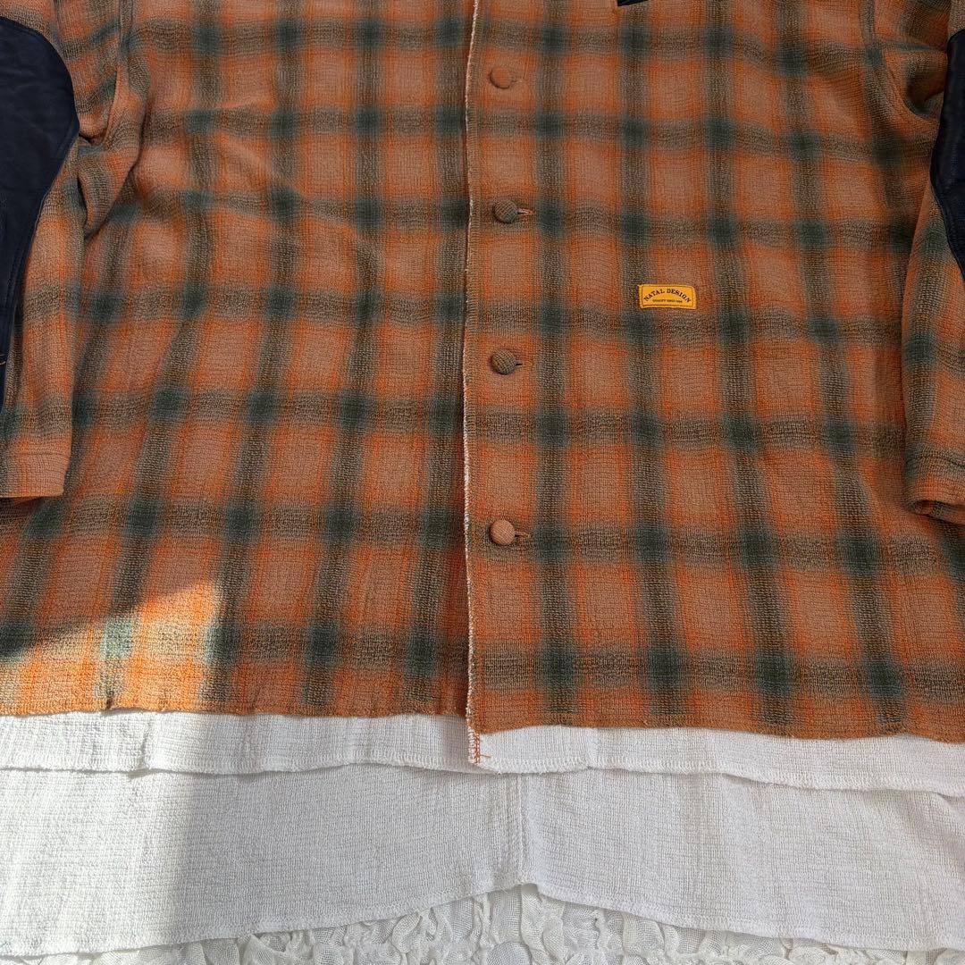 美品 natal design エルボーパッチオンブレチェックシャツジャケット
