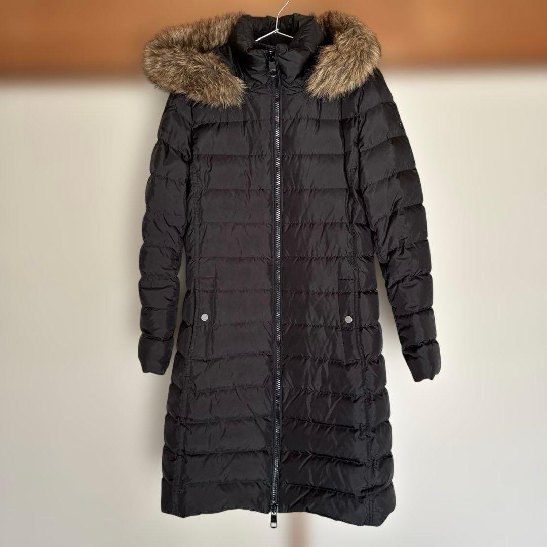  フード付きロングダウンジャケット 黒