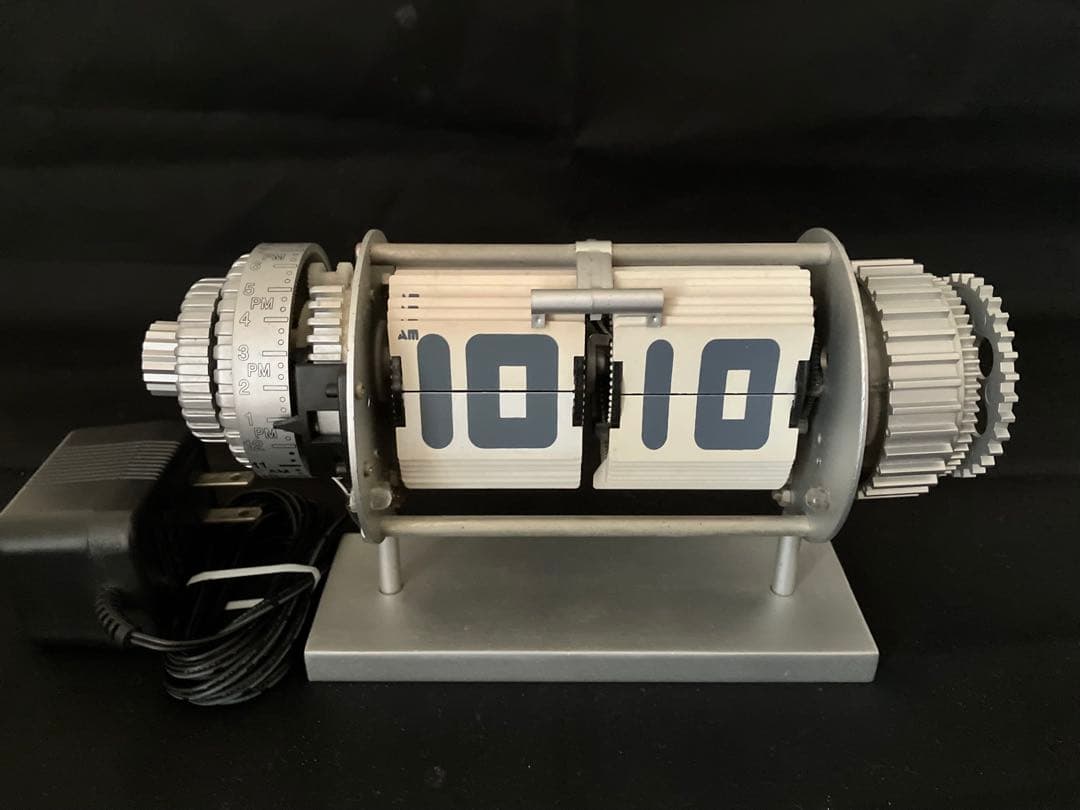 パタパタ時計 アルミ製 機械式 コンセント LED照明(明るさ調整可能)