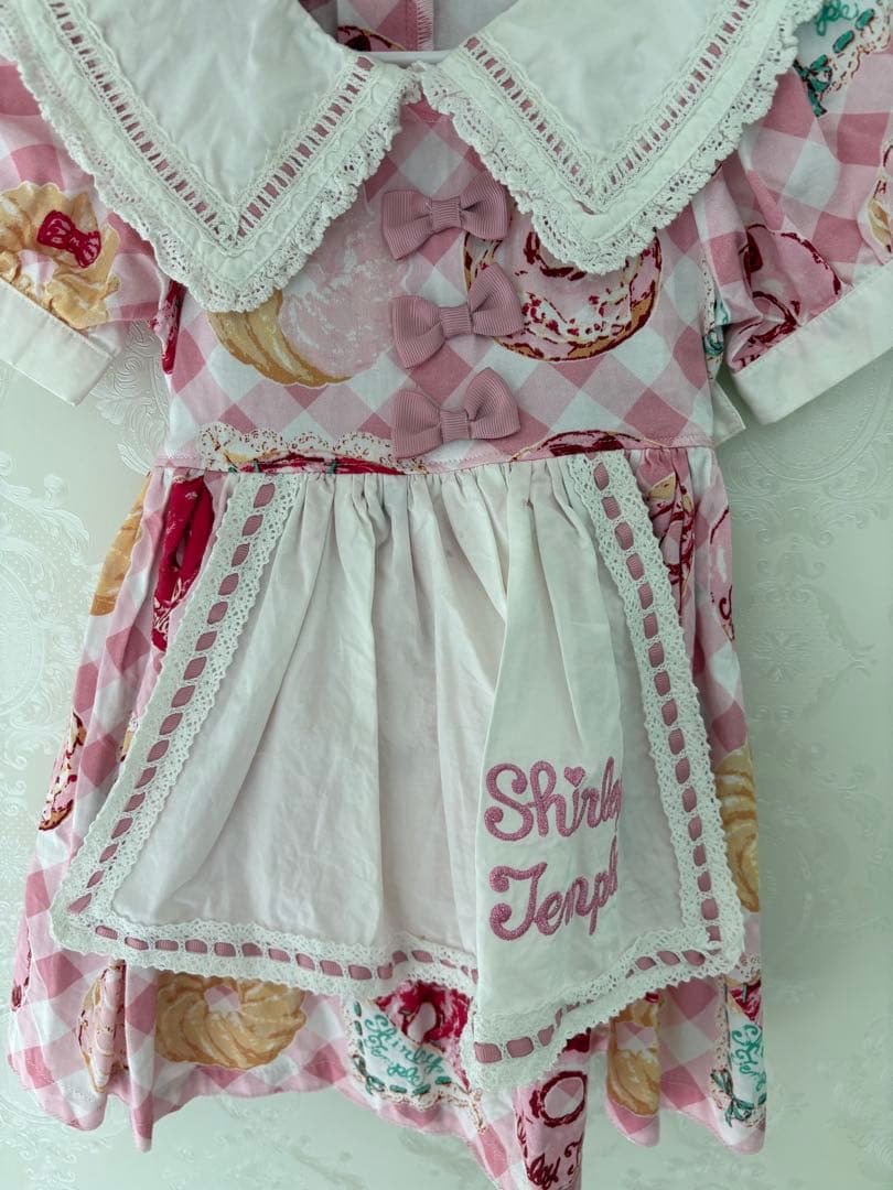 シャーリーテンプル♡ドーナツエプロンワンピース♡90センチ♡限定ピンク