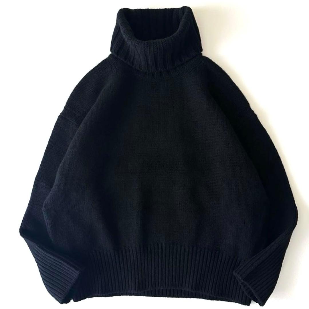 美品 ギャルリーヴィー ファインウール ハイネックプルオーバー 黒