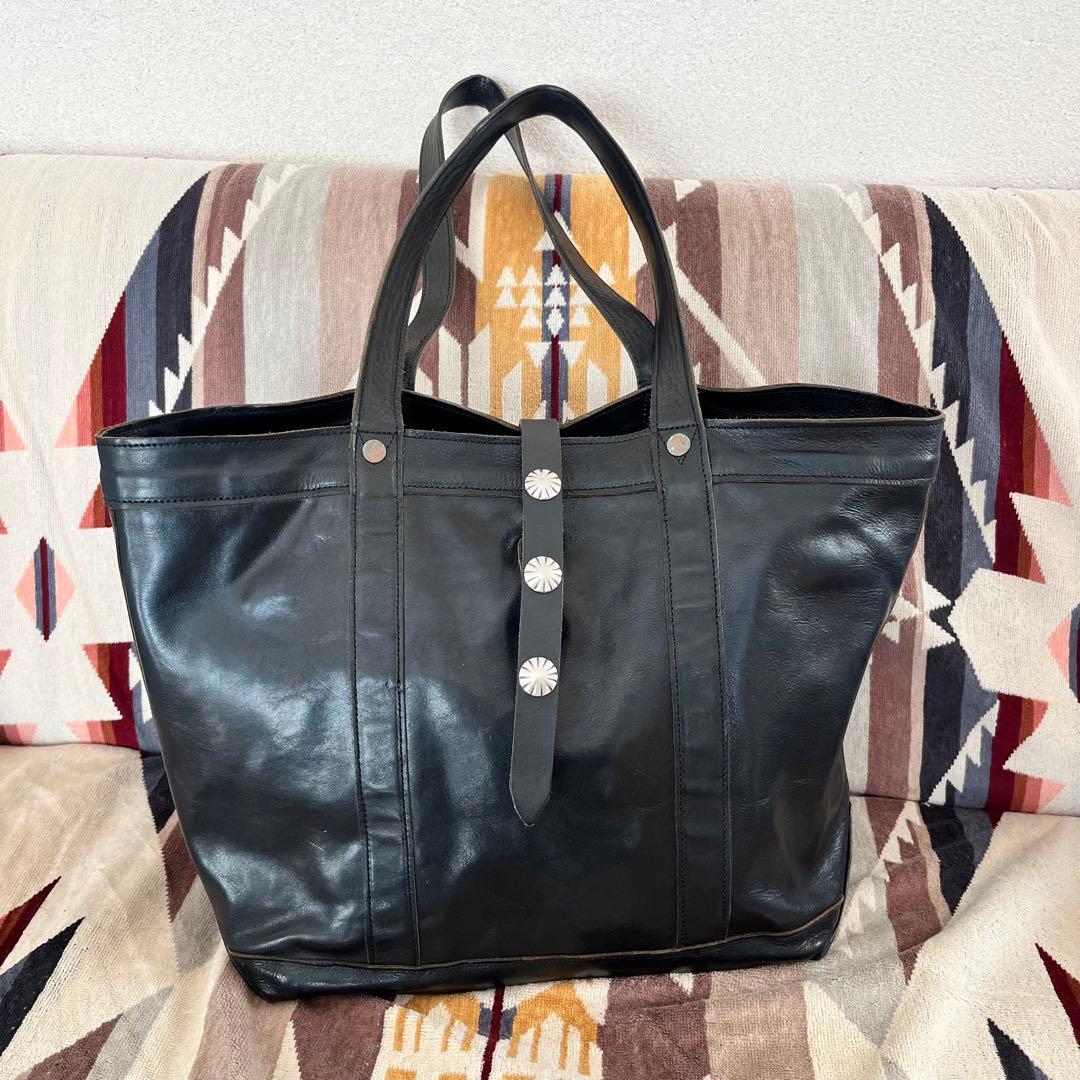 心 希少 RRL コンチョ レザートートバッグ 黒 イタリア製レザー 完売