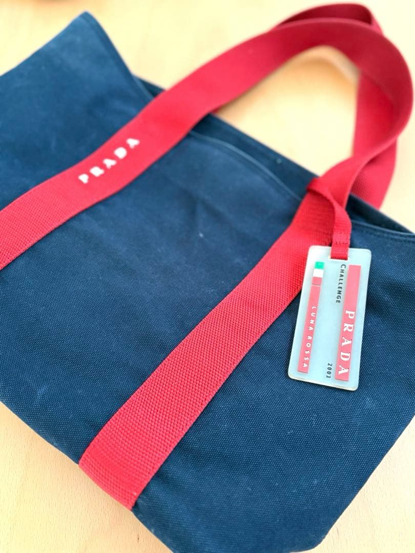 希少品】PRADA プラダスポーツ トートバッグ デニム ブルー - メルカリ