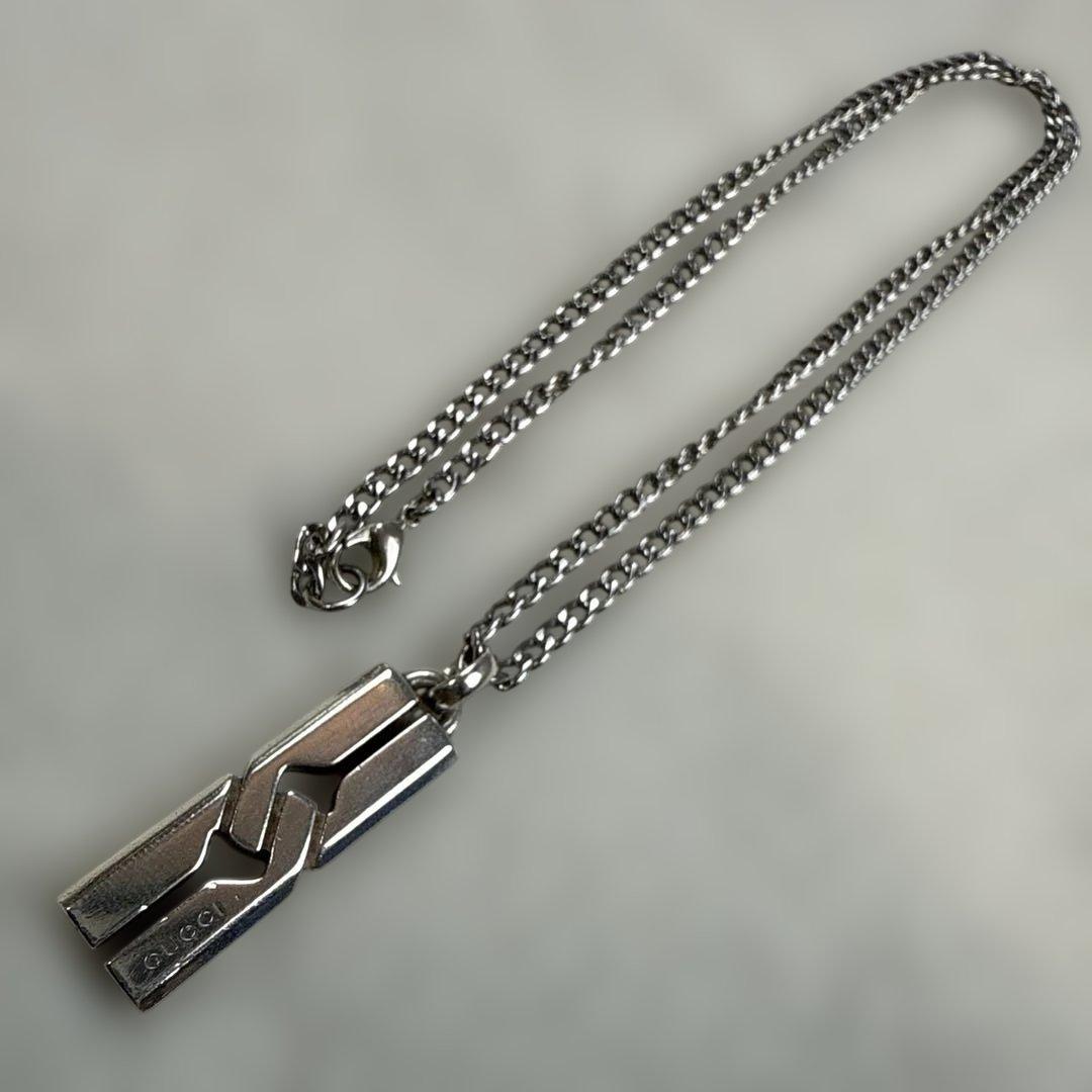 グッチGUCCI シルバー925 ノットプレートトップ　ネックレス