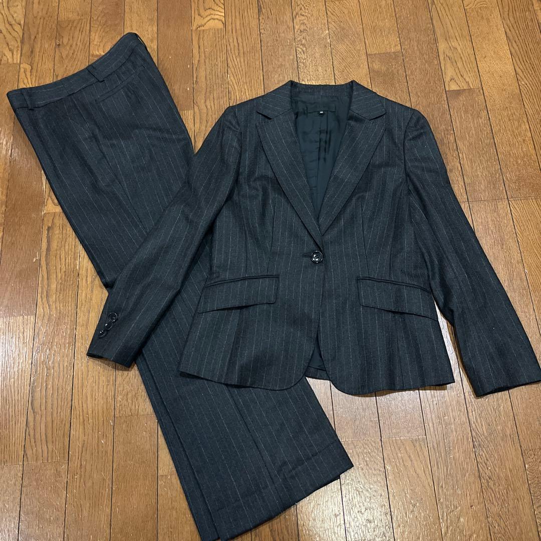 ICB ストライプ ウール パンツスーツ 40 ICB（アイシービー） 良品 ストライプ パンツ スーツ セットアップ