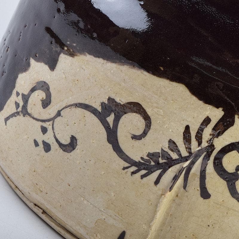 北大路魯山人作 黒織部 花草文 水指 銘清風 清水公照極め箱 M R9402H