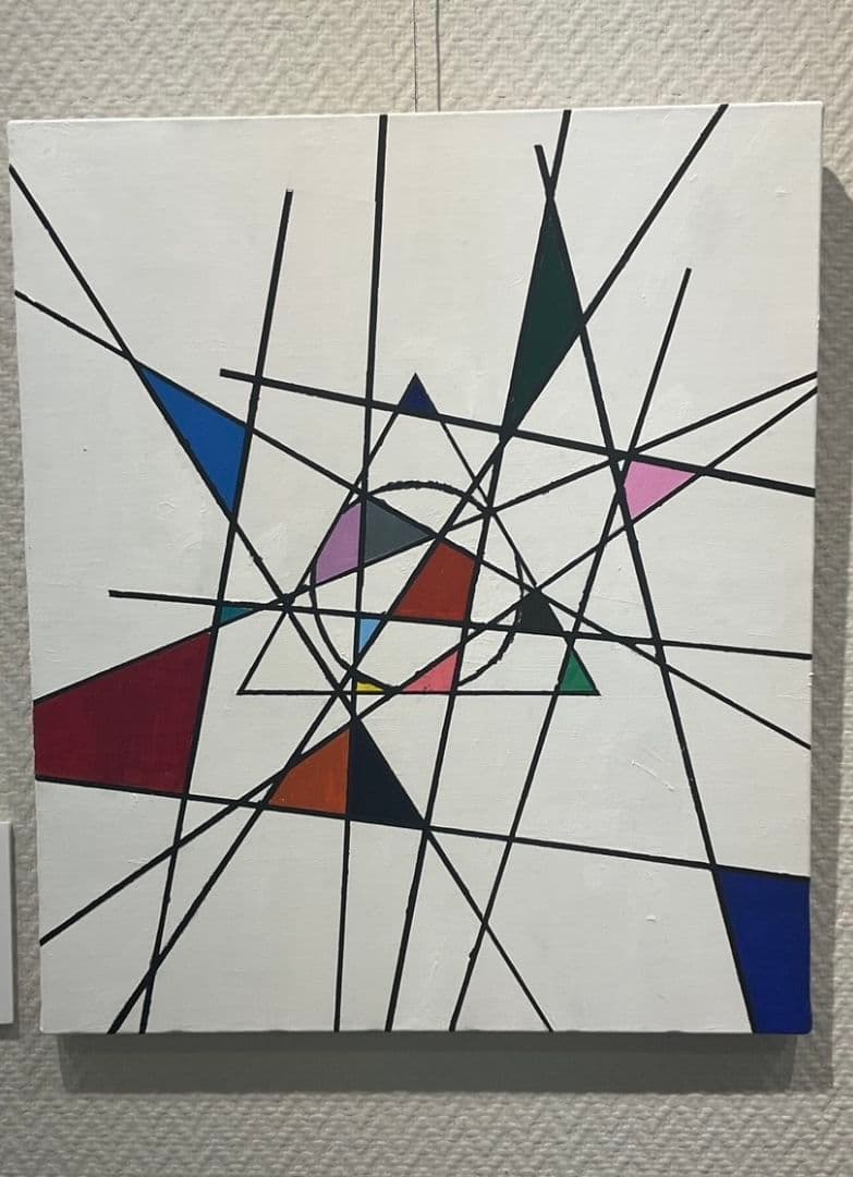 抽象アクリル画 幾何学的形状　F10号キャンバス ゆめ画材 限定 張りキャンバス F10 麻100％ 中目 油彩・アクリル兼用