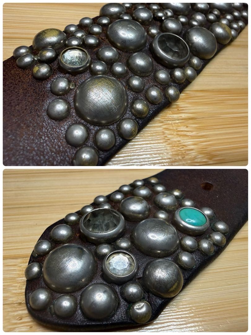 オールドスタッズ⭐️ターコイズ⭐️シルバースタッズ&クリアストーン