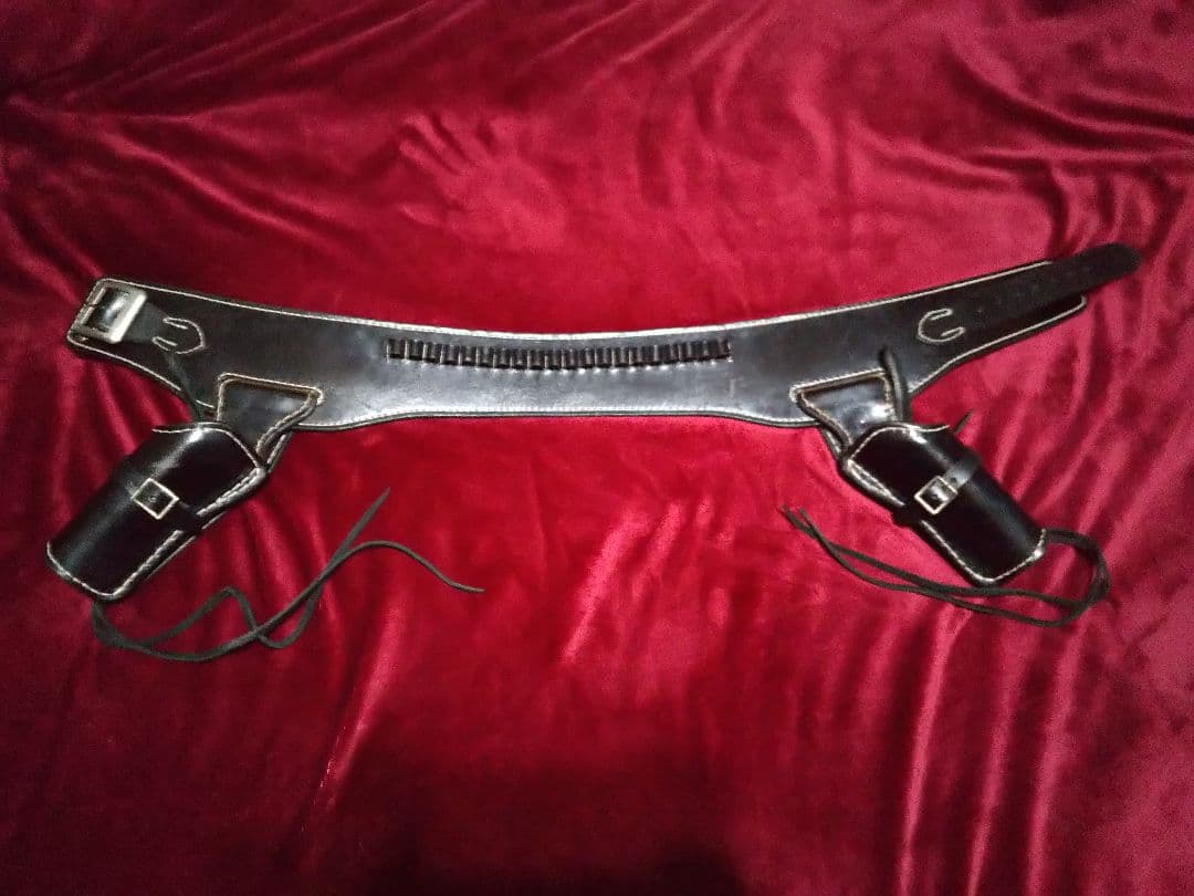 SAA用早撃ちガンベルトウエスタンダブルリグ メタル入り